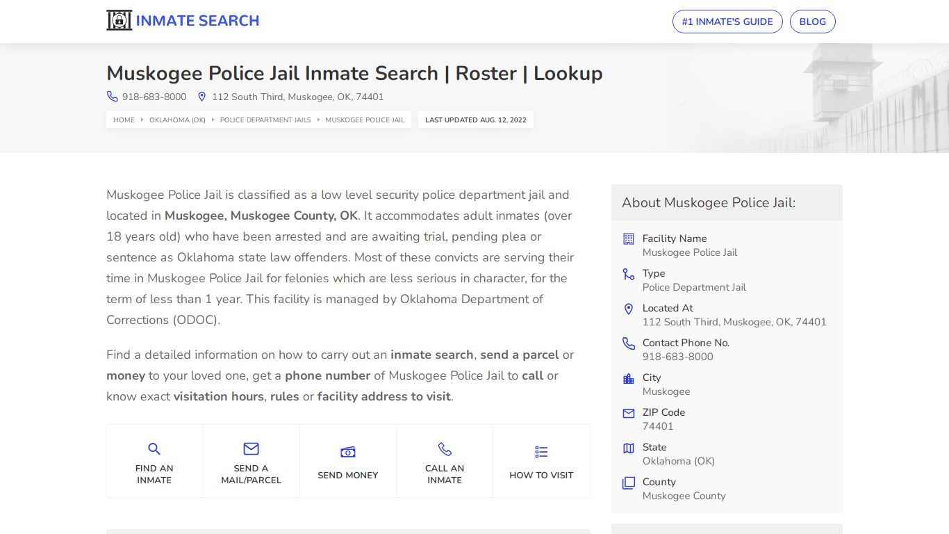 Muskogee Police Jail Inmate Search | Roster | Lookup