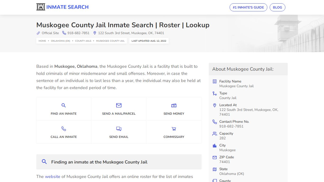 Muskogee County Jail Inmate Search | Roster | Lookup